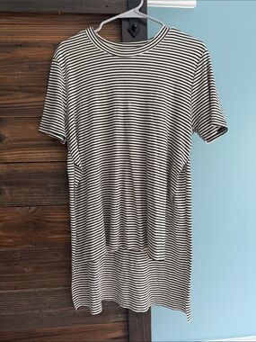 Tobi Black and White Striped Short Sleeve Tee